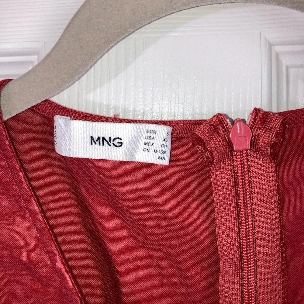 MNG Romper Jumpsuit Short Sleeve V Neck Rust Red sz XSmall - Picture 6 of 7